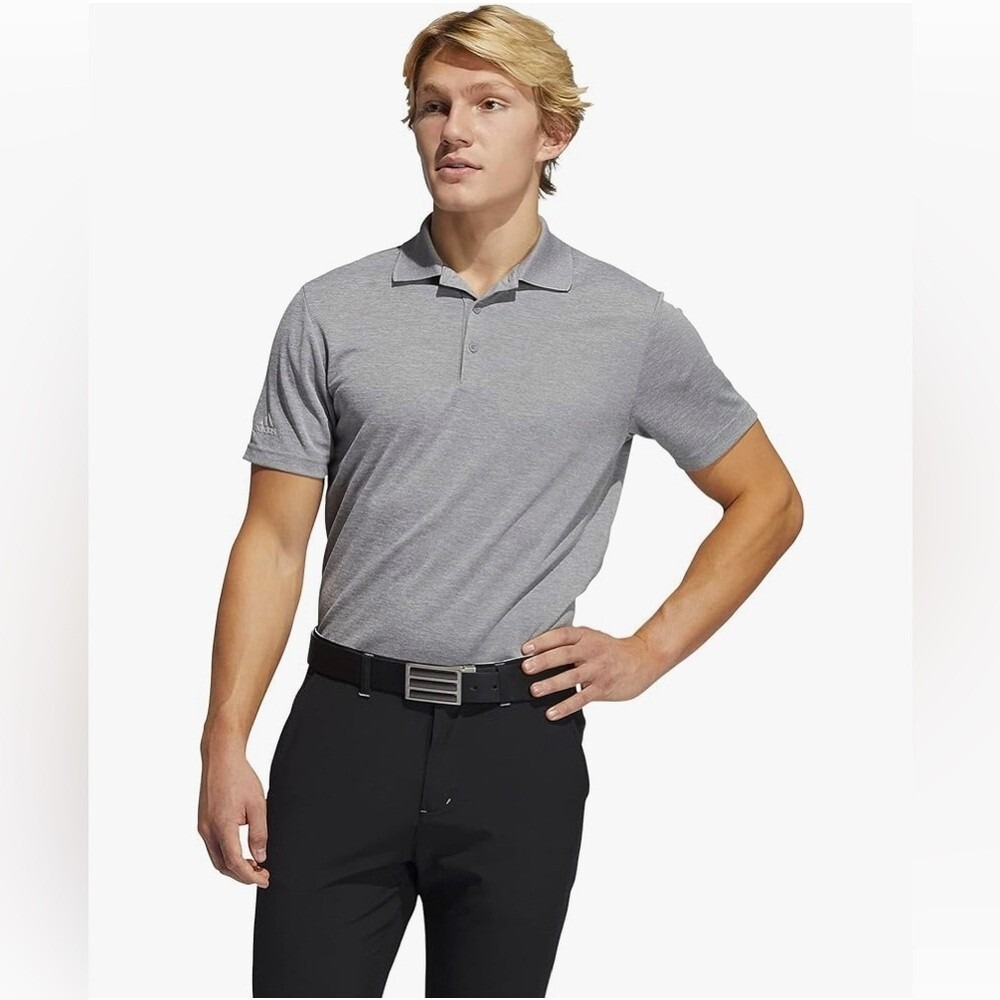 Adidas Mens Adi Perf Polo Shirt Gray Short Sleeve Primegreen GQ3113 Large flaw